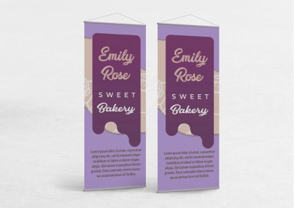 Roll up banner mockup look front view